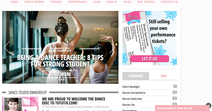dance school website